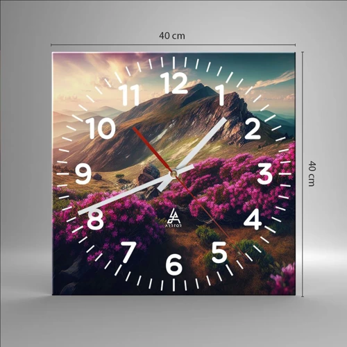Wall clock - Clock on glass - Summer in the Mountains - 40x40 cm
