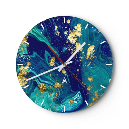 Wall clock - Clock on glass - Sun Flakes - 30x30 cm