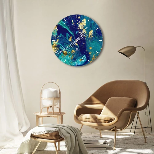 Wall clock - Clock on glass - Sun Flakes - 30x30 cm