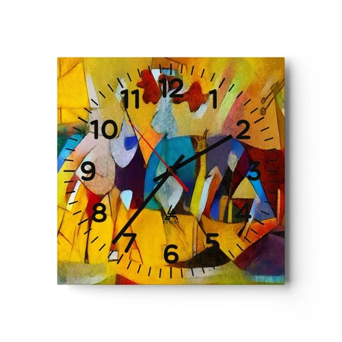 Wall clock - Clock on glass - Sun -Life - Happiness - 30x30 cm