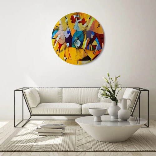 Wall clock - Clock on glass - Sun -Life - Happiness - 30x30 cm