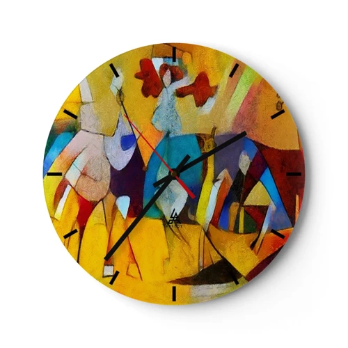 Wall clock - Clock on glass - Sun -Life - Happiness - 40x40 cm