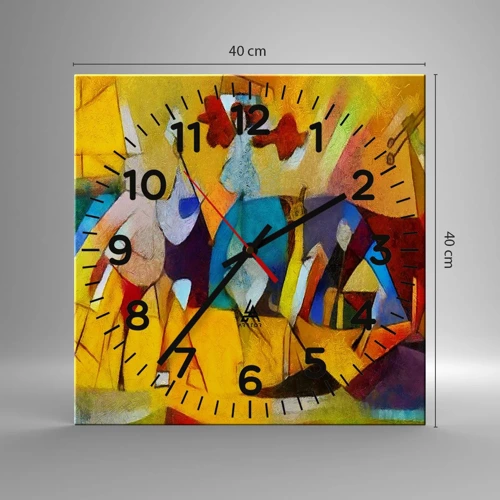 Wall clock - Clock on glass - Sun -Life - Happiness - 40x40 cm