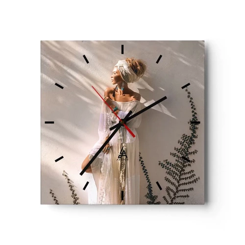 Wall clock - Clock on glass - Sun and Girl - 30x30 cm