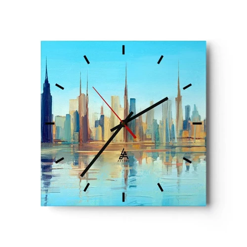 Wall clock - Clock on glass - Sunny Metropolis - 30x30 cm