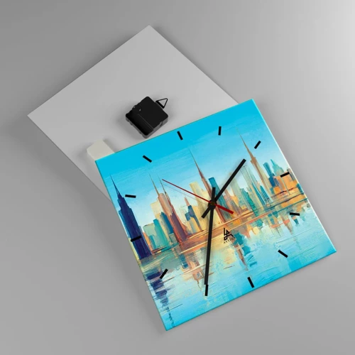 Wall clock - Clock on glass - Sunny Metropolis - 30x30 cm