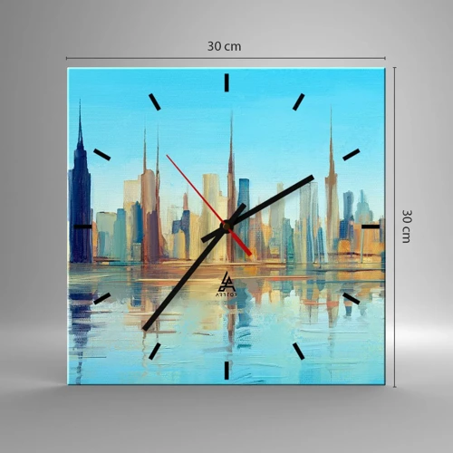 Wall clock - Clock on glass - Sunny Metropolis - 30x30 cm