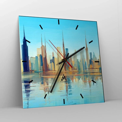 Wall clock - Clock on glass - Sunny Metropolis - 30x30 cm