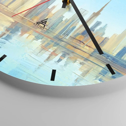 Wall clock - Clock on glass - Sunny Metropolis - 30x30 cm