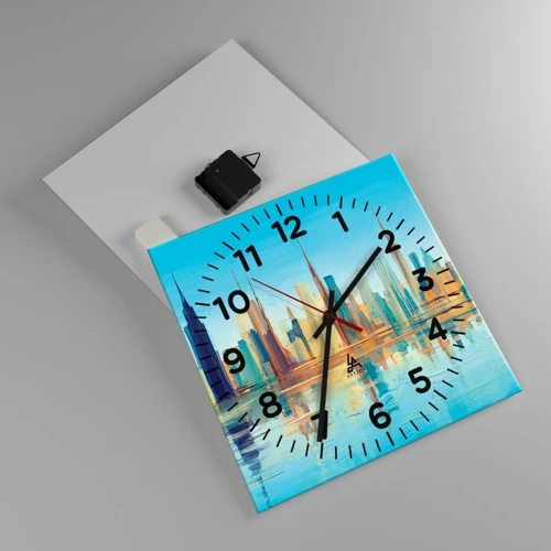 Wall clock - Clock on glass - Sunny Metropolis - 30x30 cm