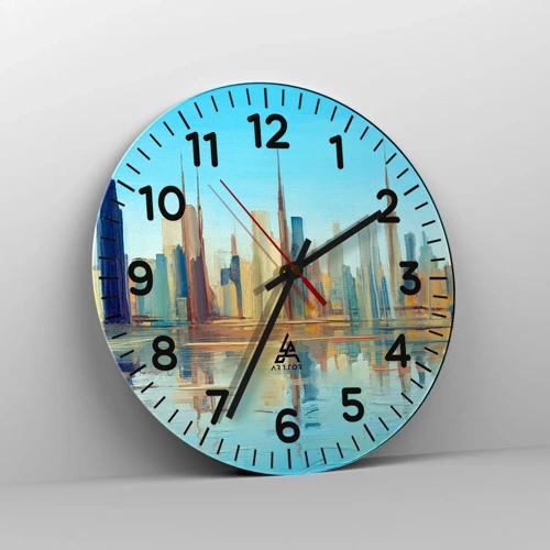 Wall clock - Clock on glass - Sunny Metropolis - 40x40 cm