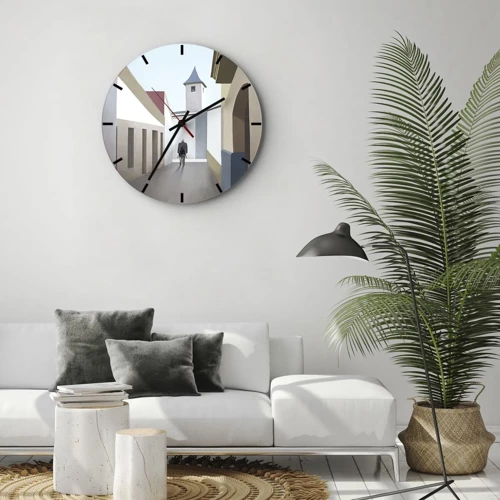 Wall clock - Clock on glass - Sunny Walk - 30x30 cm
