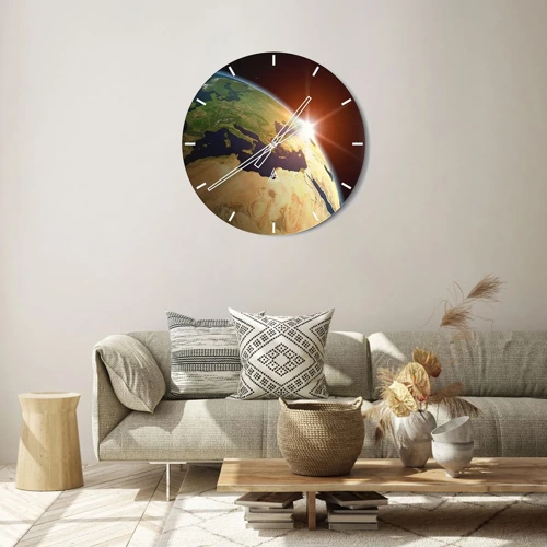 Wall clock - Clock on glass - Sunrise  - 30x30 cm