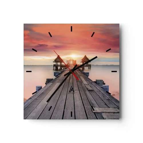 Wall clock - Clock on glass - Sunset on the East - 30x30 cm