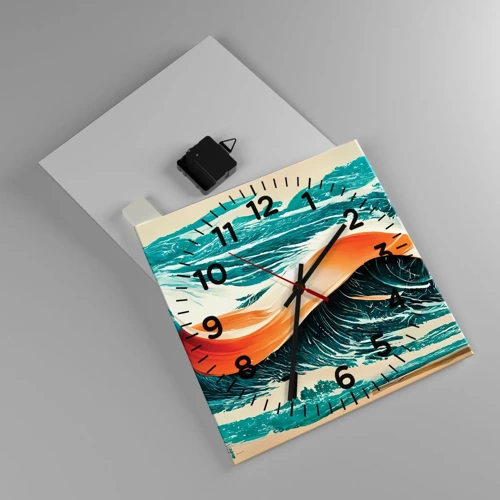 Wall clock - Clock on glass - Surfer's Dream - 30x30 cm