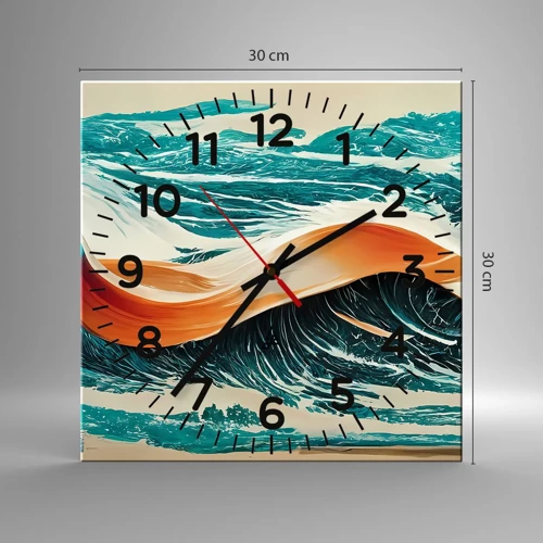 Wall clock - Clock on glass - Surfer's Dream - 30x30 cm