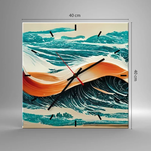 Wall clock - Clock on glass - Surfer's Dream - 40x40 cm