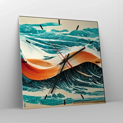 Wall clock - Clock on glass - Surfer's Dream - 40x40 cm