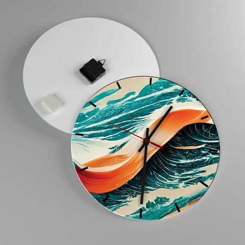 Wall clock - Clock on glass - Surfer's Dream - 40x40 cm