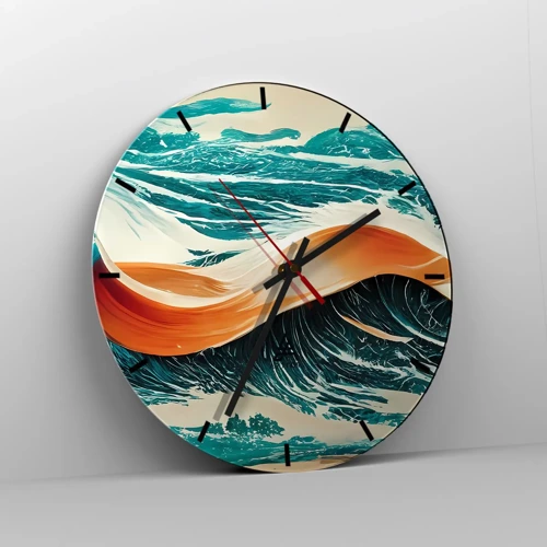 Wall clock - Clock on glass - Surfer's Dream - 40x40 cm