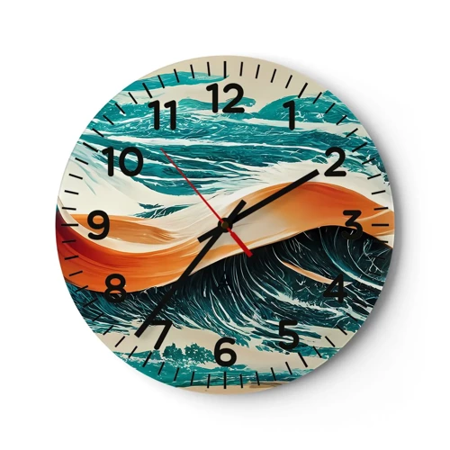 Wall clock - Clock on glass - Surfer's Dream - 40x40 cm