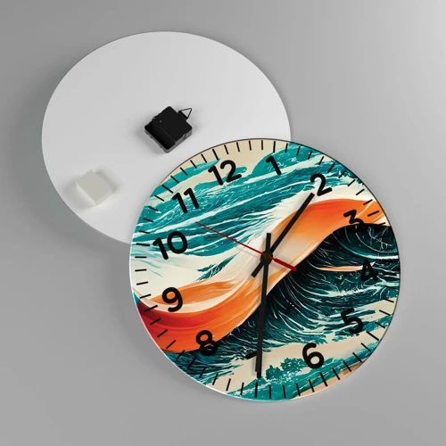 Wall clock - Clock on glass - Surfer's Dream - 40x40 cm