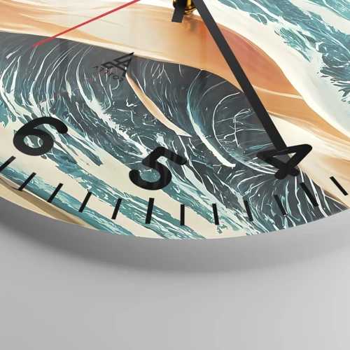 Wall clock - Clock on glass - Surfer's Dream - 40x40 cm