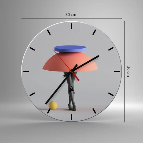 Wall clock - Clock on glass - Surrealistic Composition - 30x30 cm