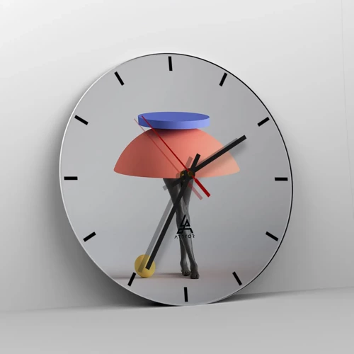 Wall clock - Clock on glass - Surrealistic Composition - 30x30 cm