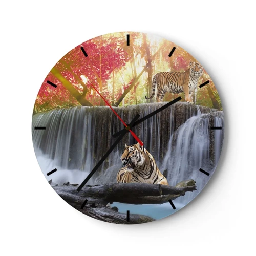 Wall clock - Clock on glass - Surrealistic Landscape  - 30x30 cm