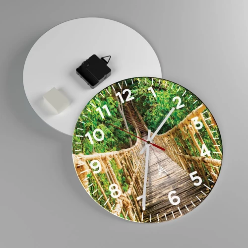 Wall clock - Clock on glass - Suspended in Green - 30x30 cm