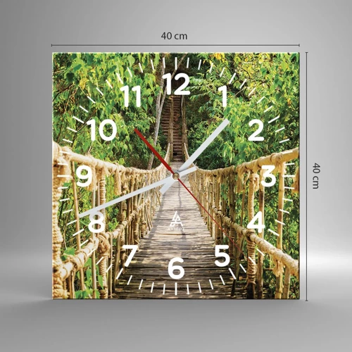 Wall clock - Clock on glass - Suspended in Green - 40x40 cm