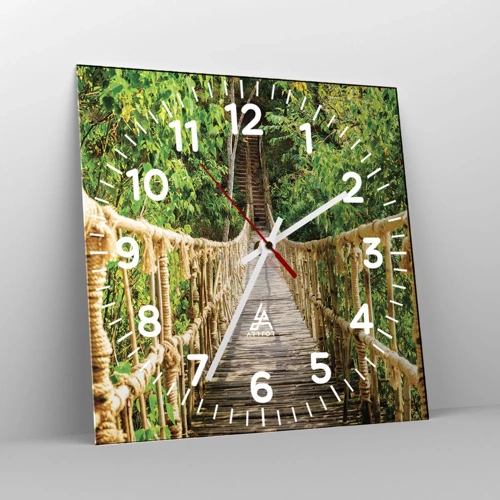 Wall clock - Clock on glass - Suspended in Green - 40x40 cm