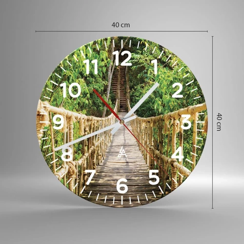 Wall clock - Clock on glass - Suspended in Green - 40x40 cm