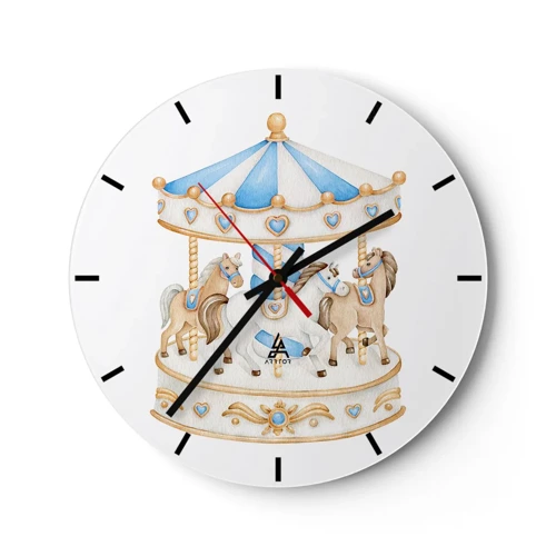 Wall clock - Clock on glass - Sweet Childhood - 30x30 cm