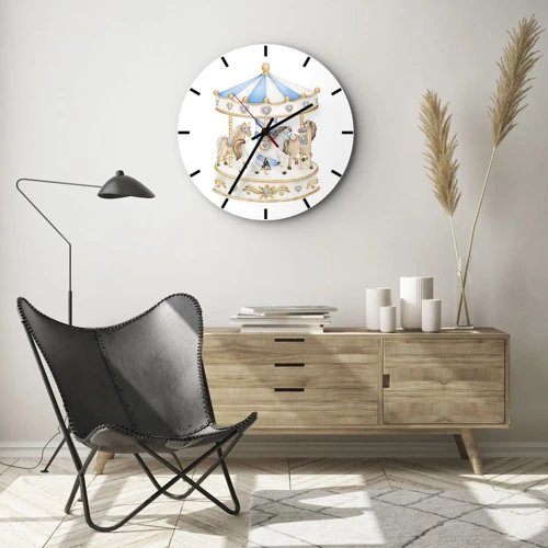 Wall clock - Clock on glass - Sweet Childhood - 30x30 cm