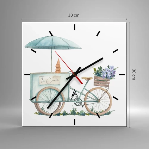 Wall clock - Clock on glass - Sweet Memory of the Summer - 30x30 cm