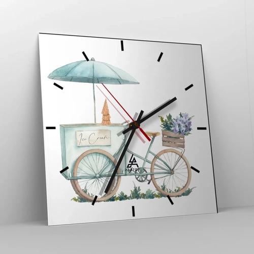 Wall clock - Clock on glass - Sweet Memory of the Summer - 30x30 cm