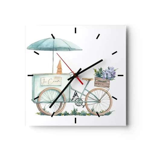Wall clock - Clock on glass - Sweet Memory of the Summer - 40x40 cm