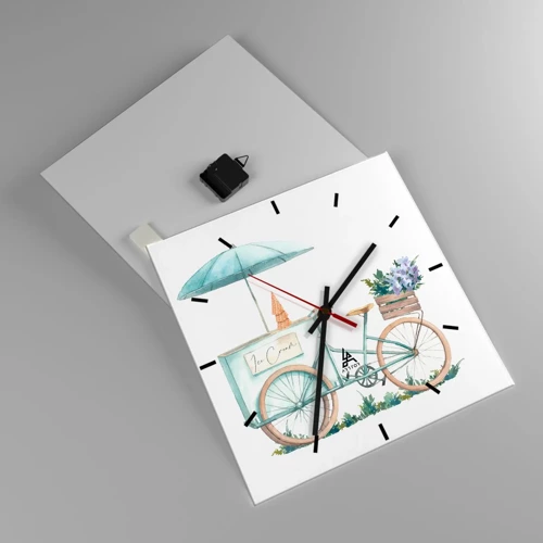 Wall clock - Clock on glass - Sweet Memory of the Summer - 40x40 cm