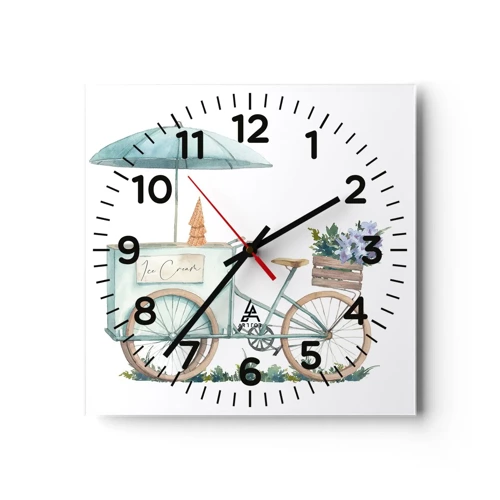 Wall clock - Clock on glass - Sweet Memory of the Summer - 40x40 cm