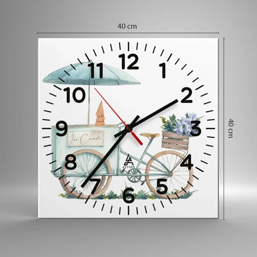 Wall clock - Clock on glass - Sweet Memory of the Summer - 40x40 cm