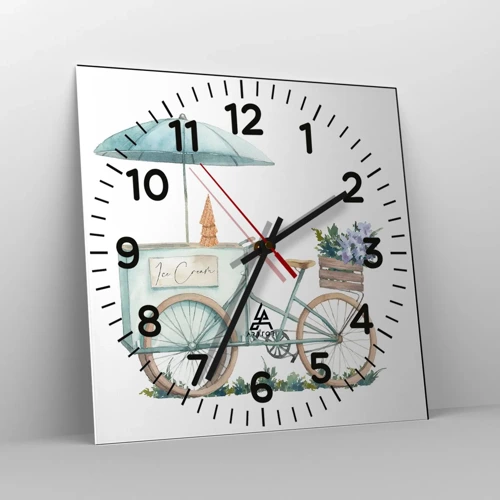 Wall clock - Clock on glass - Sweet Memory of the Summer - 40x40 cm