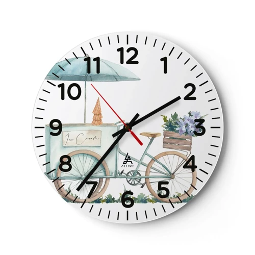 Wall clock - Clock on glass - Sweet Memory of the Summer - 40x40 cm