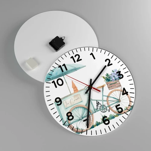 Wall clock - Clock on glass - Sweet Memory of the Summer - 40x40 cm