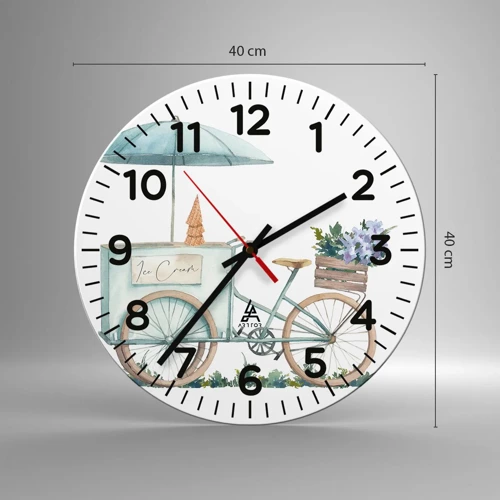 Wall clock - Clock on glass - Sweet Memory of the Summer - 40x40 cm