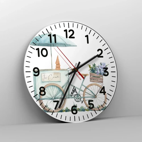 Wall clock - Clock on glass - Sweet Memory of the Summer - 40x40 cm