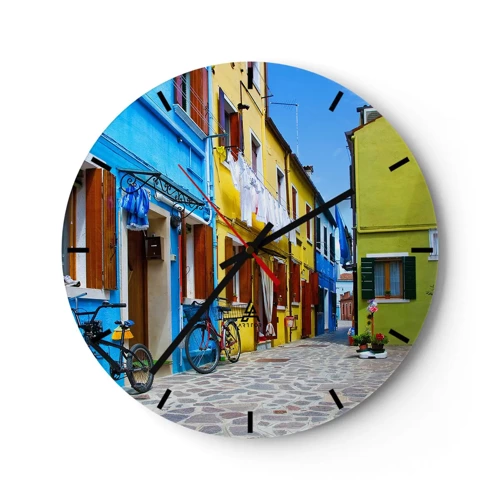 Wall clock - Clock on glass - Sweet, Pastel Alley  - 30x30 cm