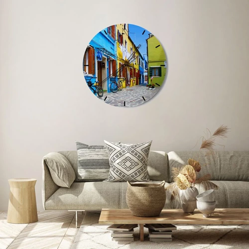 Wall clock - Clock on glass - Sweet, Pastel Alley  - 30x30 cm