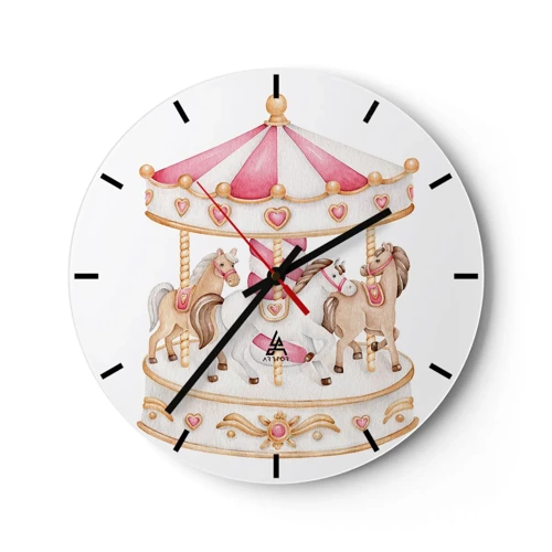 Wall clock - Clock on glass - Sweet World of Childhood - 30x30 cm